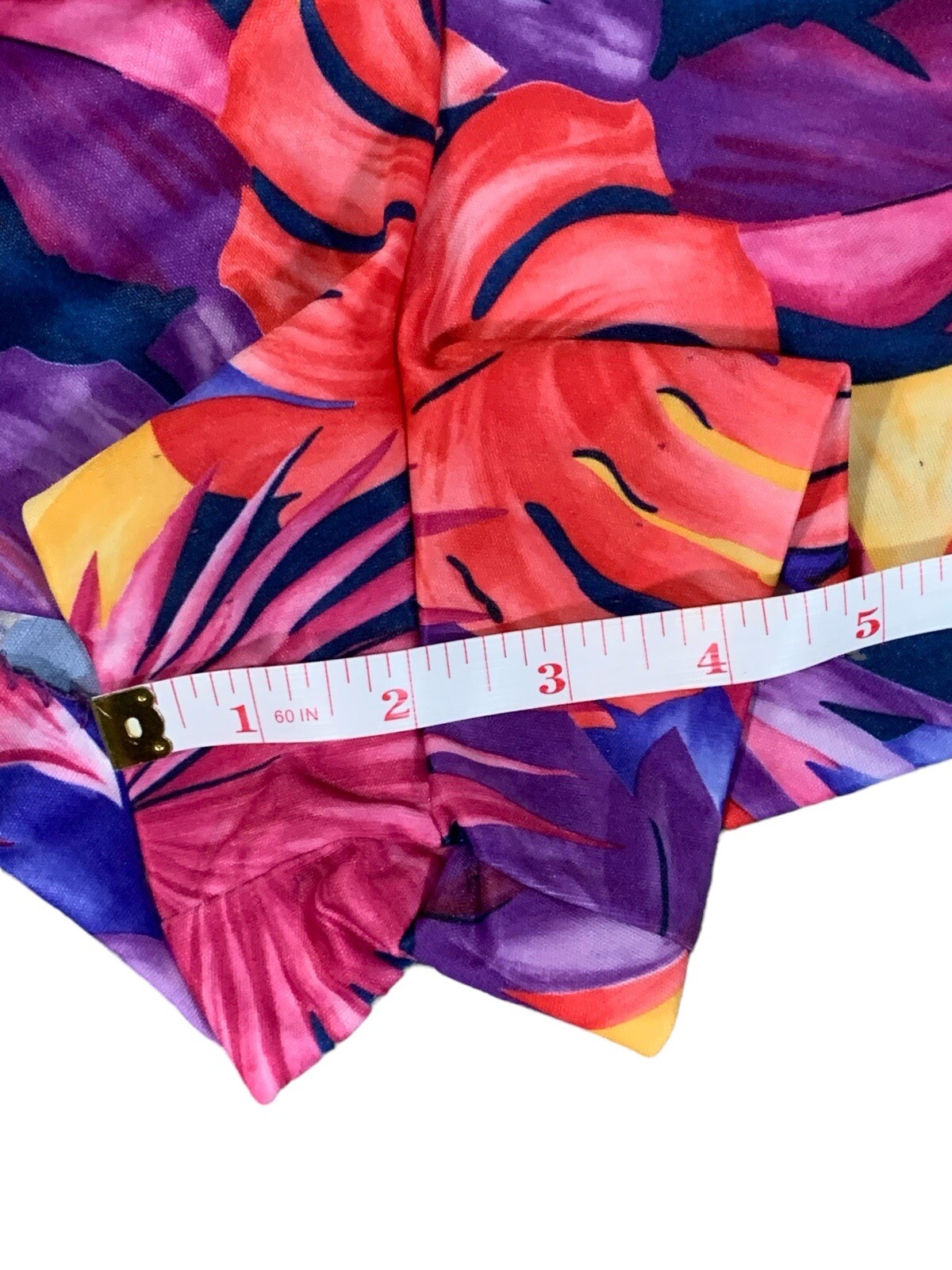 Granada Vintage 70’s Colorful Tropical Palm Leaf Print Strapless Short Romper