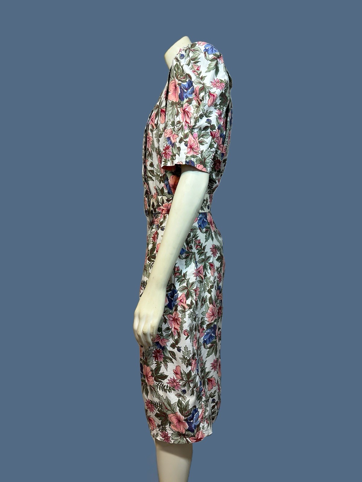 Women’s Vintage 80s D.B.Y. Floral Suit Dress with Belt – Size 7