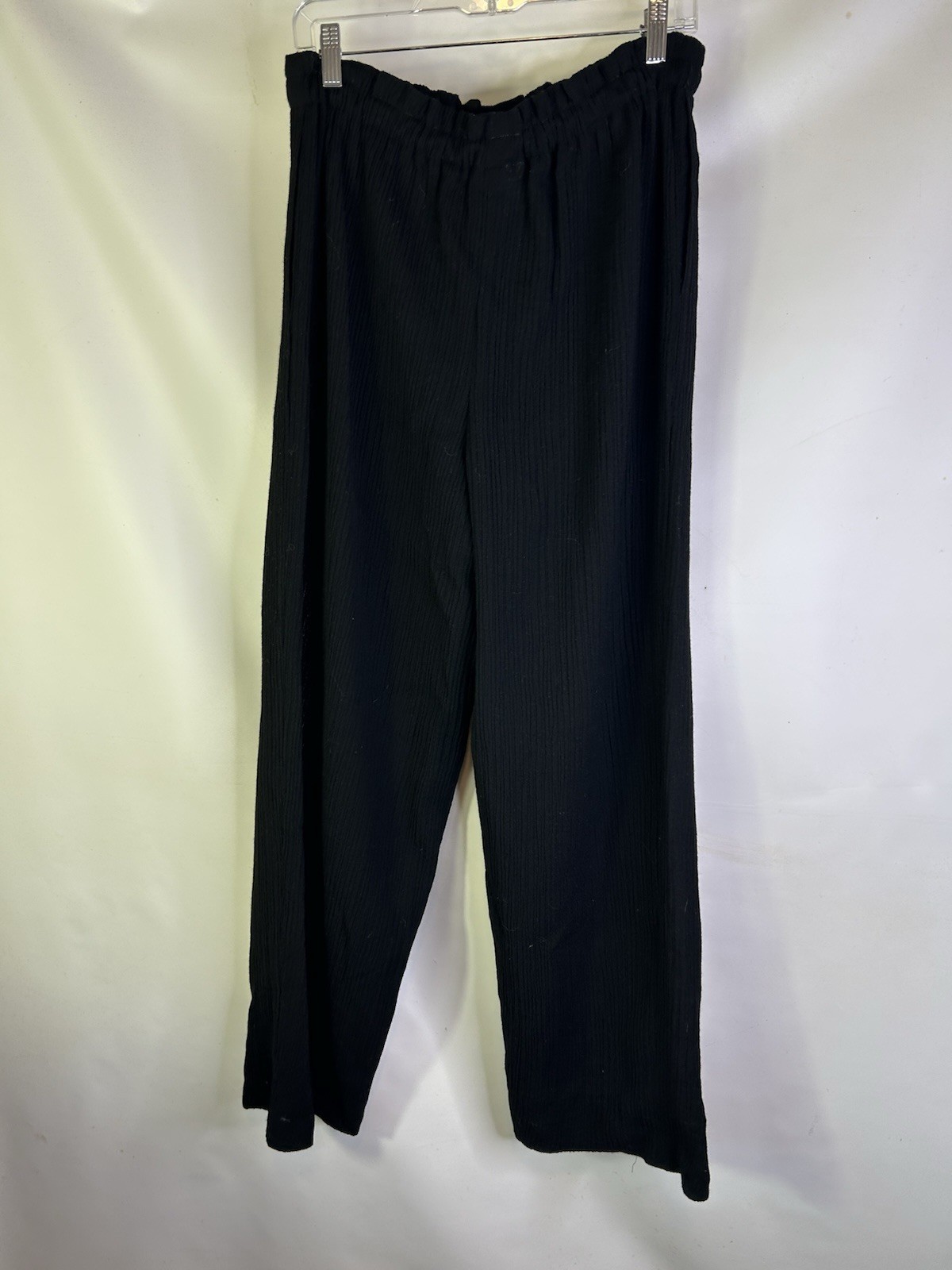 Vintages 90s Pants Womens 8 Wool Crepe Knit Drawstring Black Lagenlook Clean
