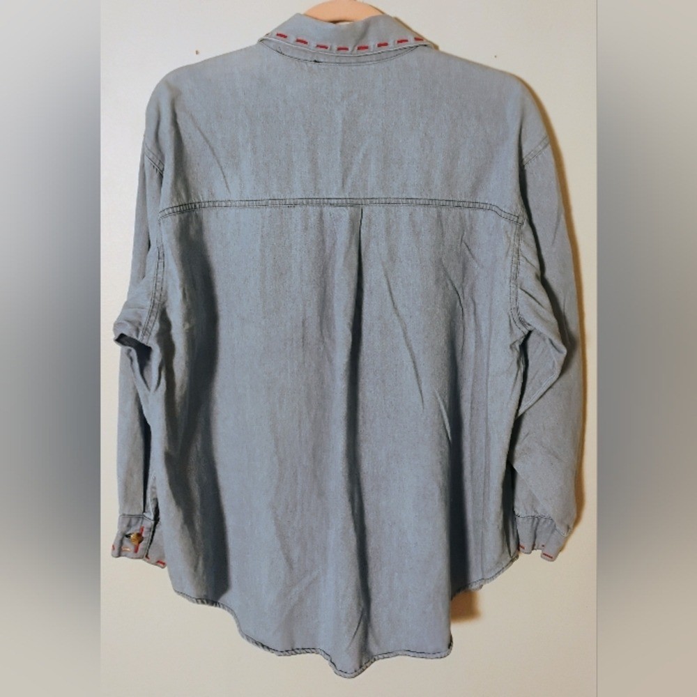 VTG Venezia Jeans Denim Blouse Women’s 14/16 Embroidered 90s Grandmacore