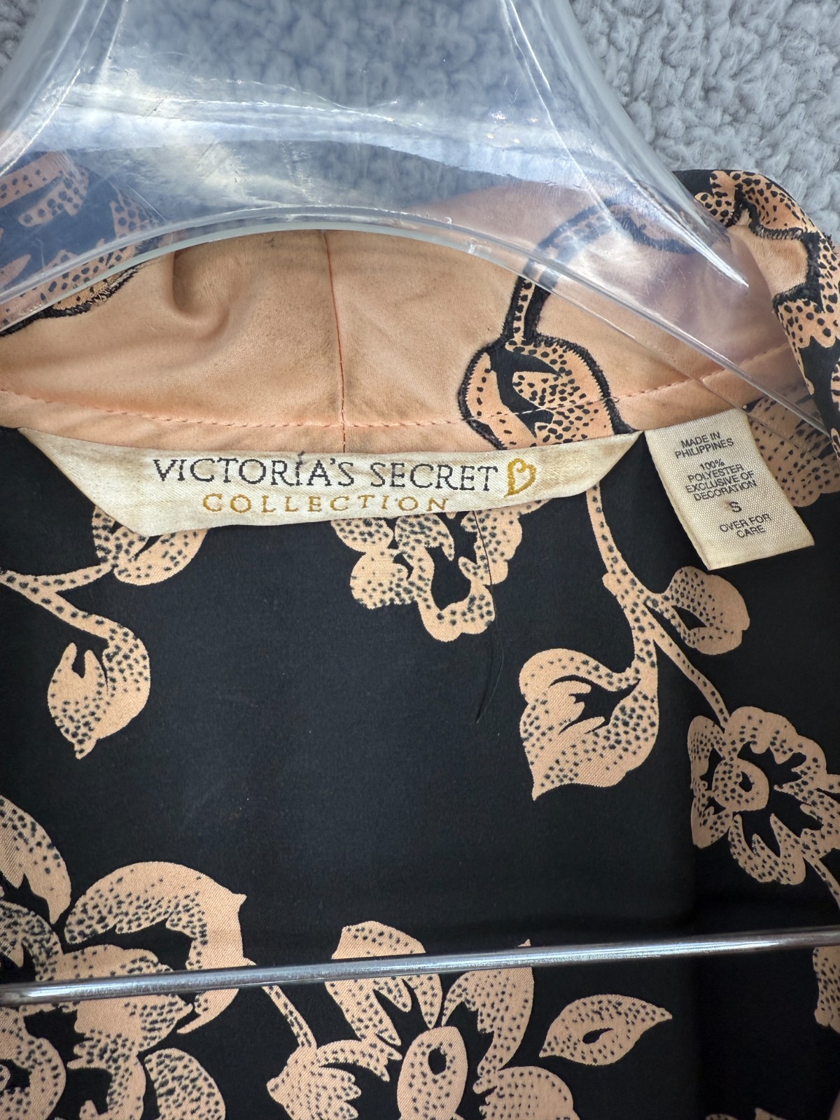 VTG Victorias Secret Gold Label Satin Robe Belted Tie Closure Pockets Womens S
