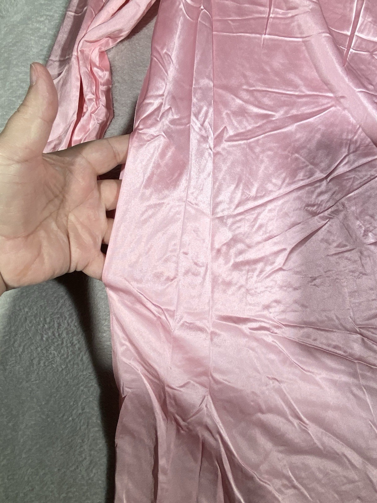 Vintage Lorraine Ice Pink Nylon Housecoat Lace Trim Covered Buttons Size Large