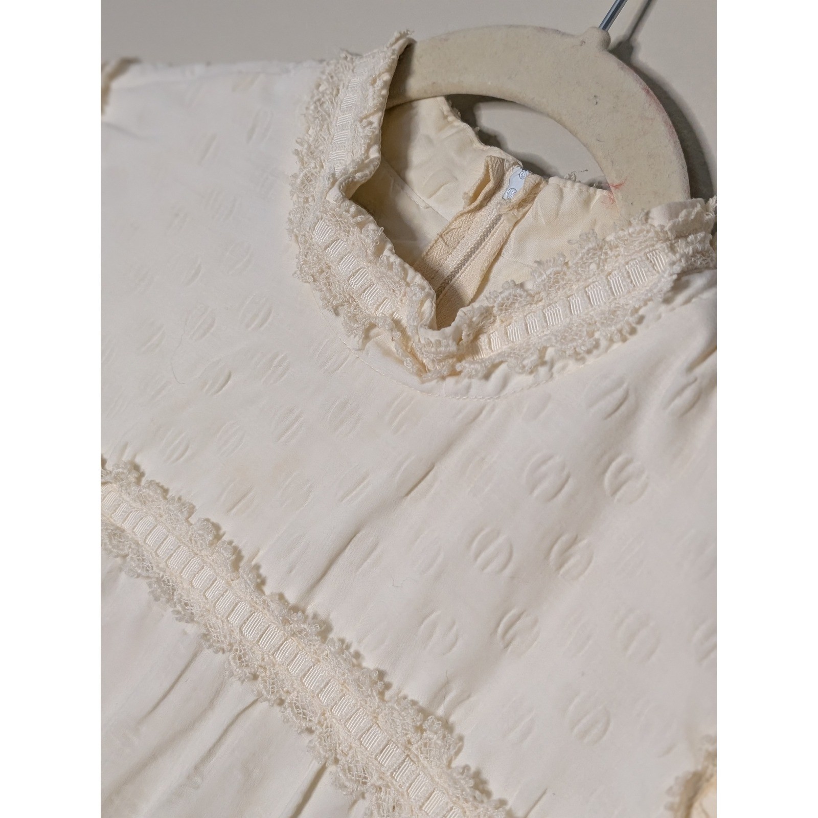 Vintage Penneys Hawaii Cream Lace Trim Maxi Dress Victorian Prairie Cottagecore