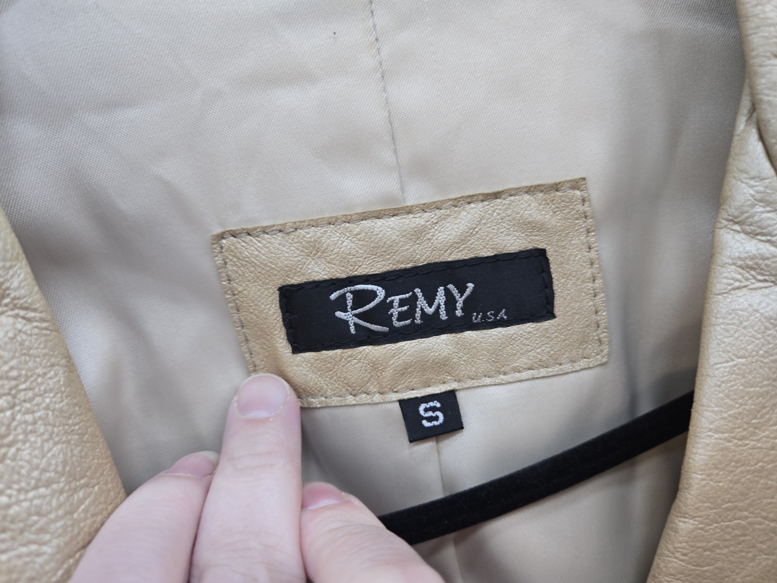 Vintage Remy Usa Leather Gold Jacket Beige Sz S Blazer Soft Womens