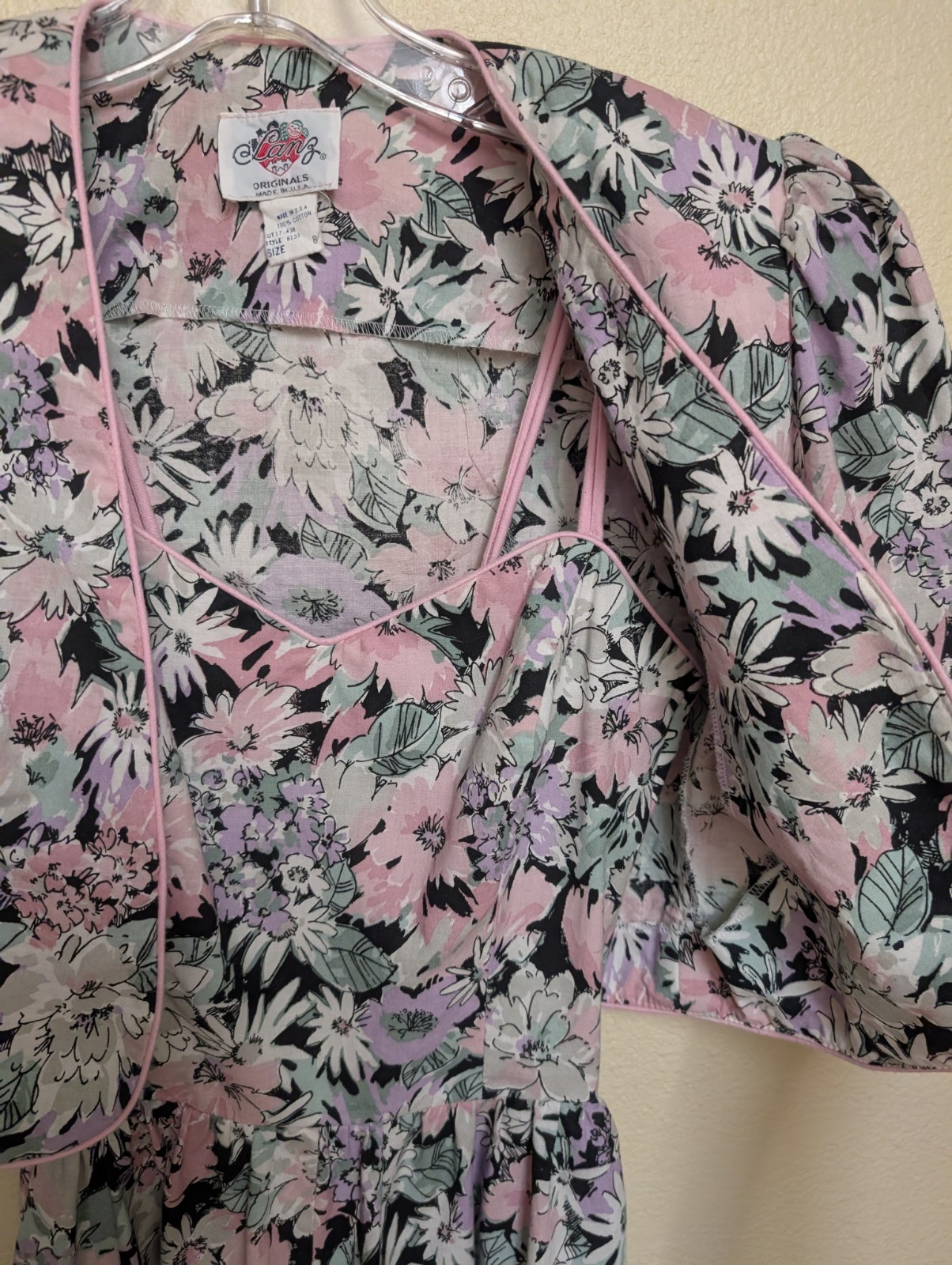 VTG Lang Originals Romantic Floral Sun Dress Jacket Sweat heart Neckline USA