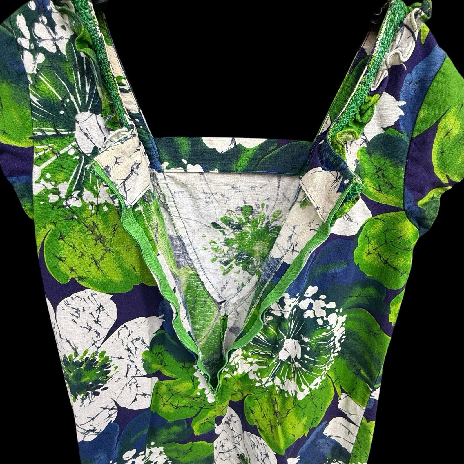 VTG Liberty House Of Hawaii Barkcloth Flower Power Maxi Dress MuMu Hawaiian