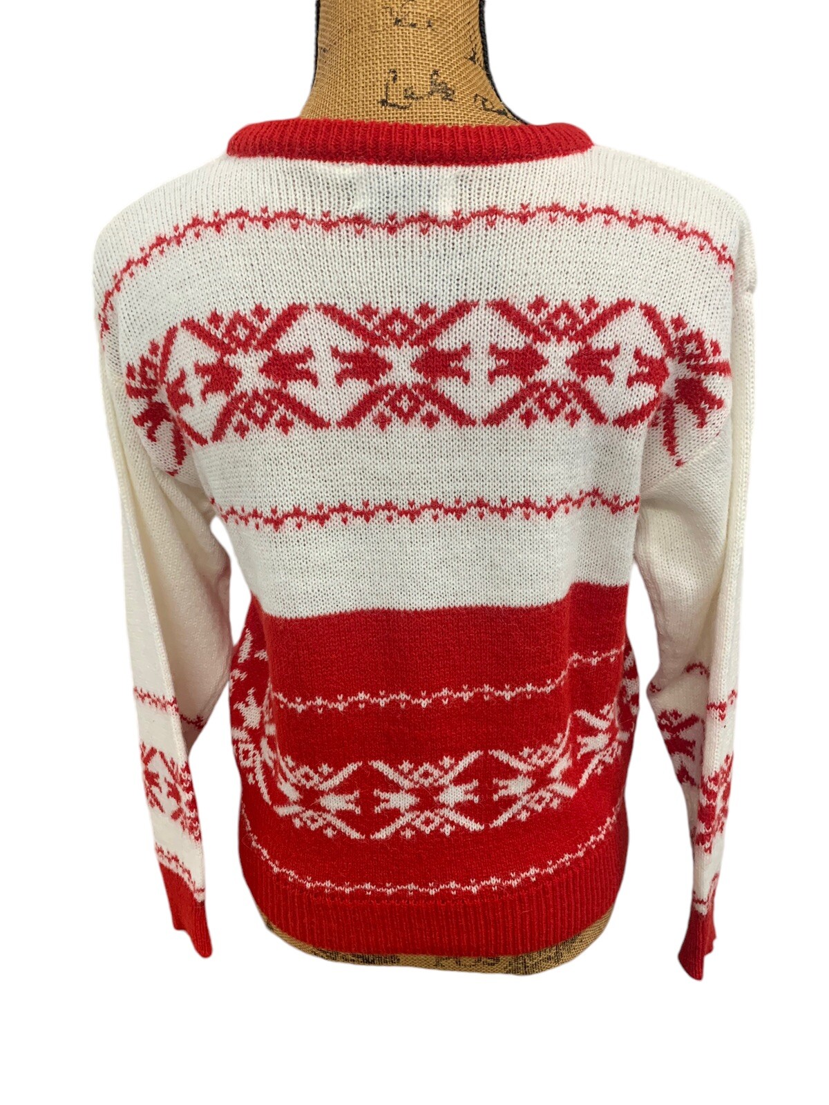 Women’s Vintage Red & White O•S•C Sport Club Holiday Sweater