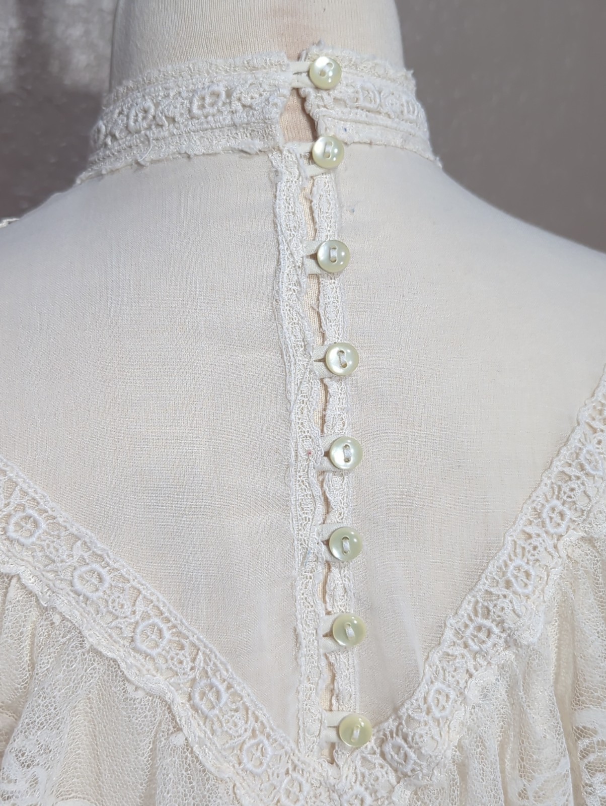 Vtg 70s Gunne Sax Victorian Ruffle Lace Long Sleeve Blouse Edwardian Bridgerton