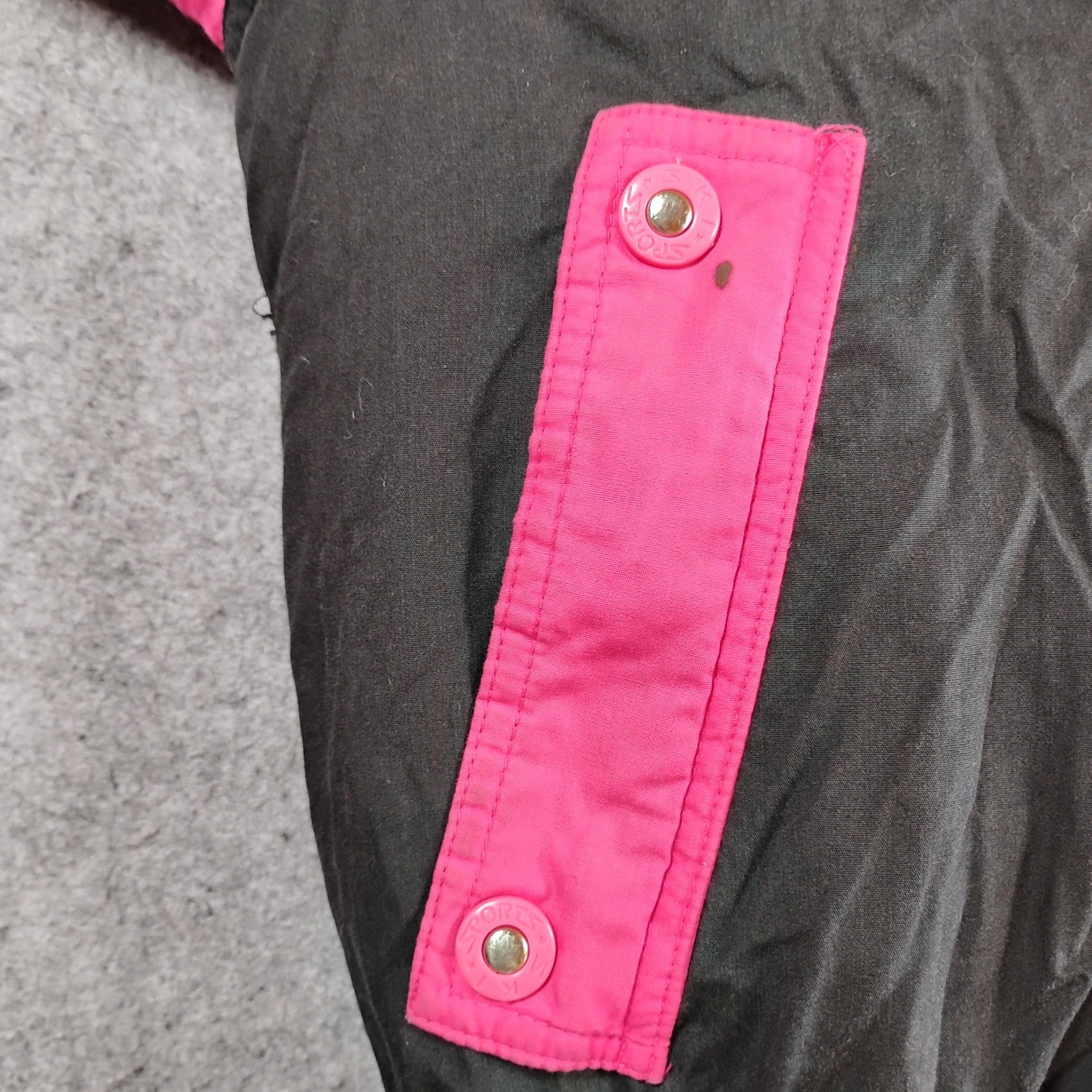 Vintage 1989 Downhill Racer Down Fill Ski Jacket Black Pink XL S