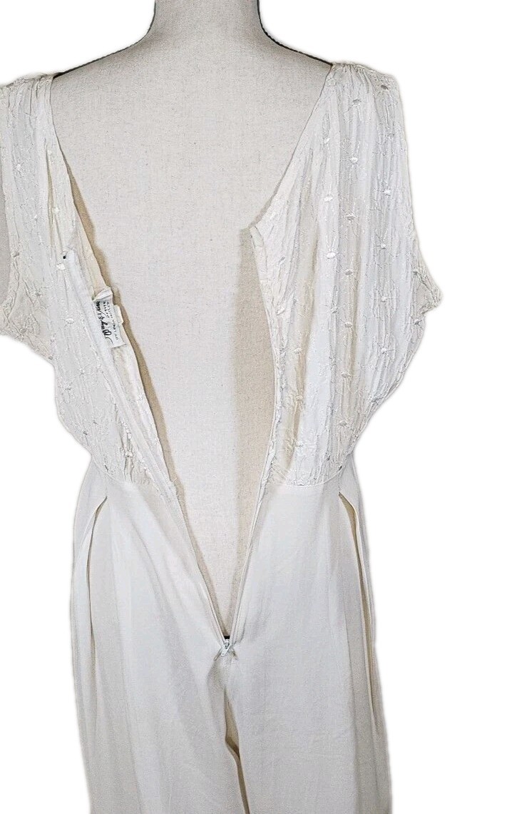 Vintage Jeffery& Dara Petite By Linda Hutley SZ 8 White Wedding Palazzo Jumpsuit