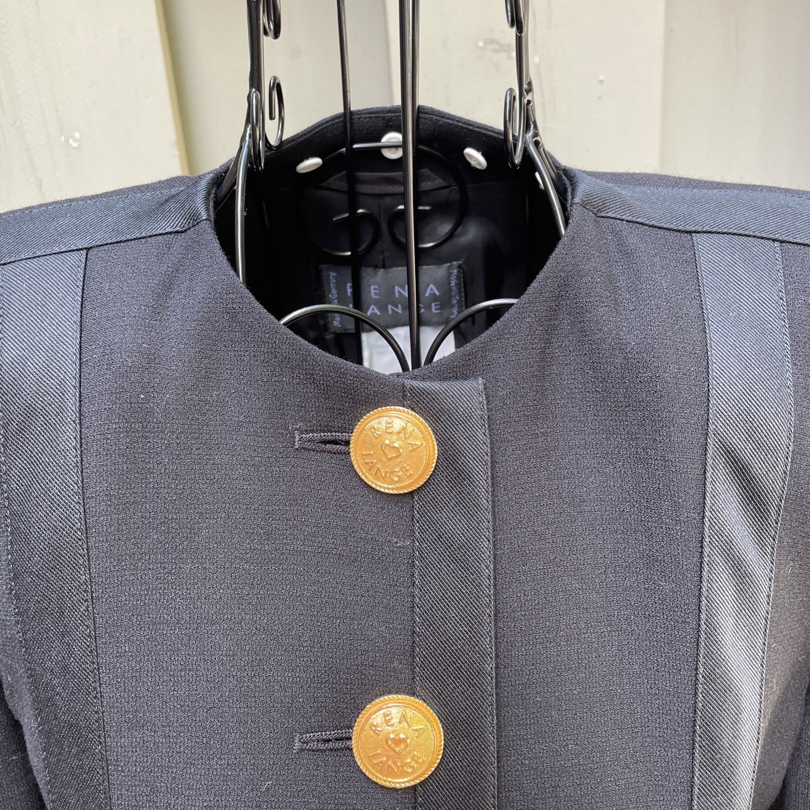 VNTG Rena Lange Structured Black Wool & Silk Blazer Jacket US4/ FR36/ GB08