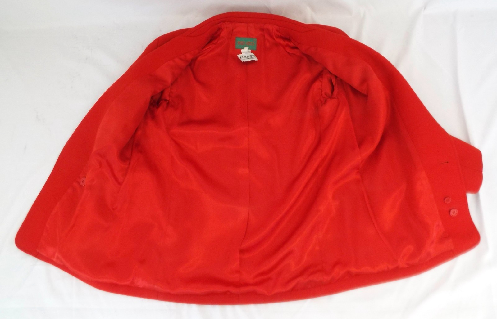 Vintage 1980s KENZO Wool & Cashmere Red Jacket Blazer Coat Size 38 Paris Lined