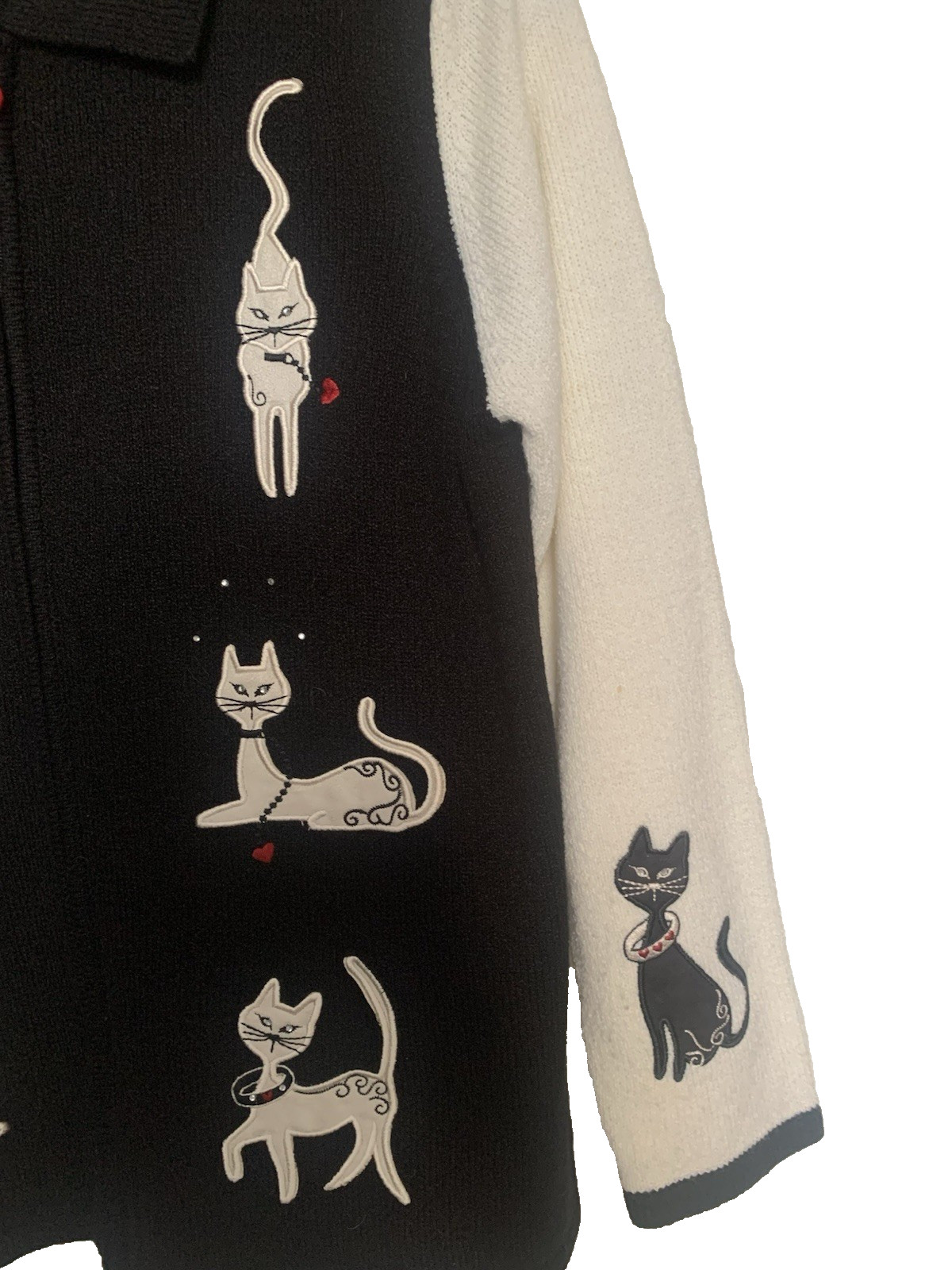 Vintage TanJay Cat Cardigan Zip Up Sweater size Medium