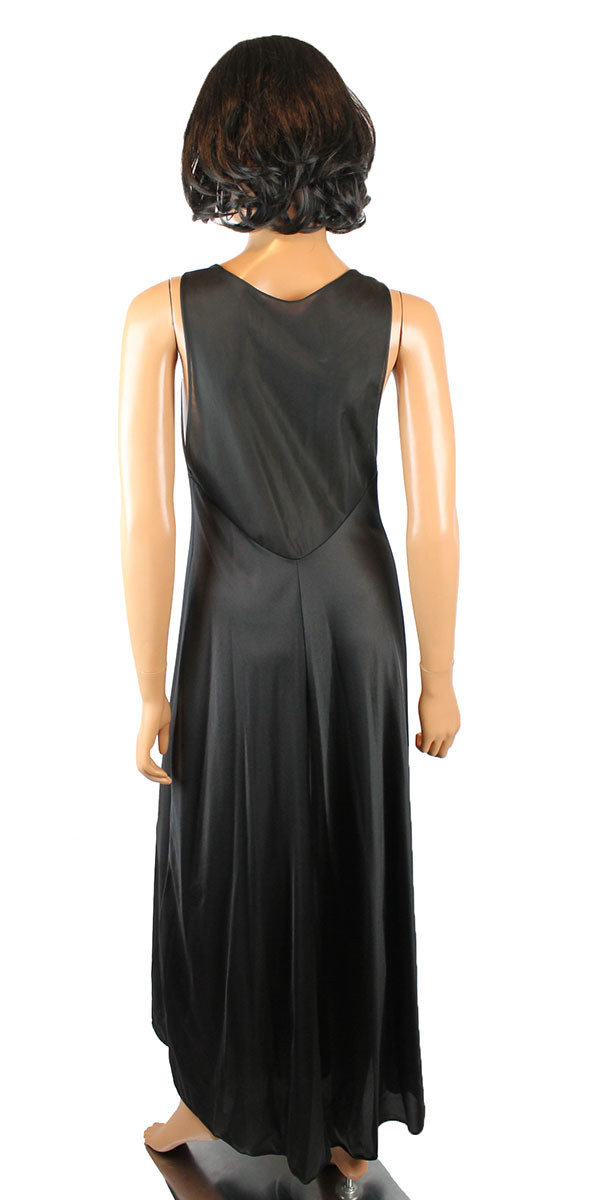 Black Peignoir Set Sz 34 S Vintage Vanity Fair Long Robe Nightgown Chiffon Lace