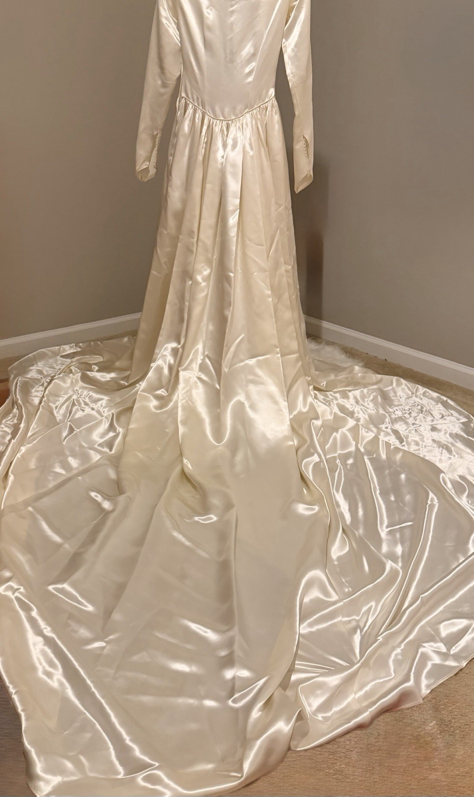 Authentic Vintage 1940s Ivory Liquid Satin Wedding Dress