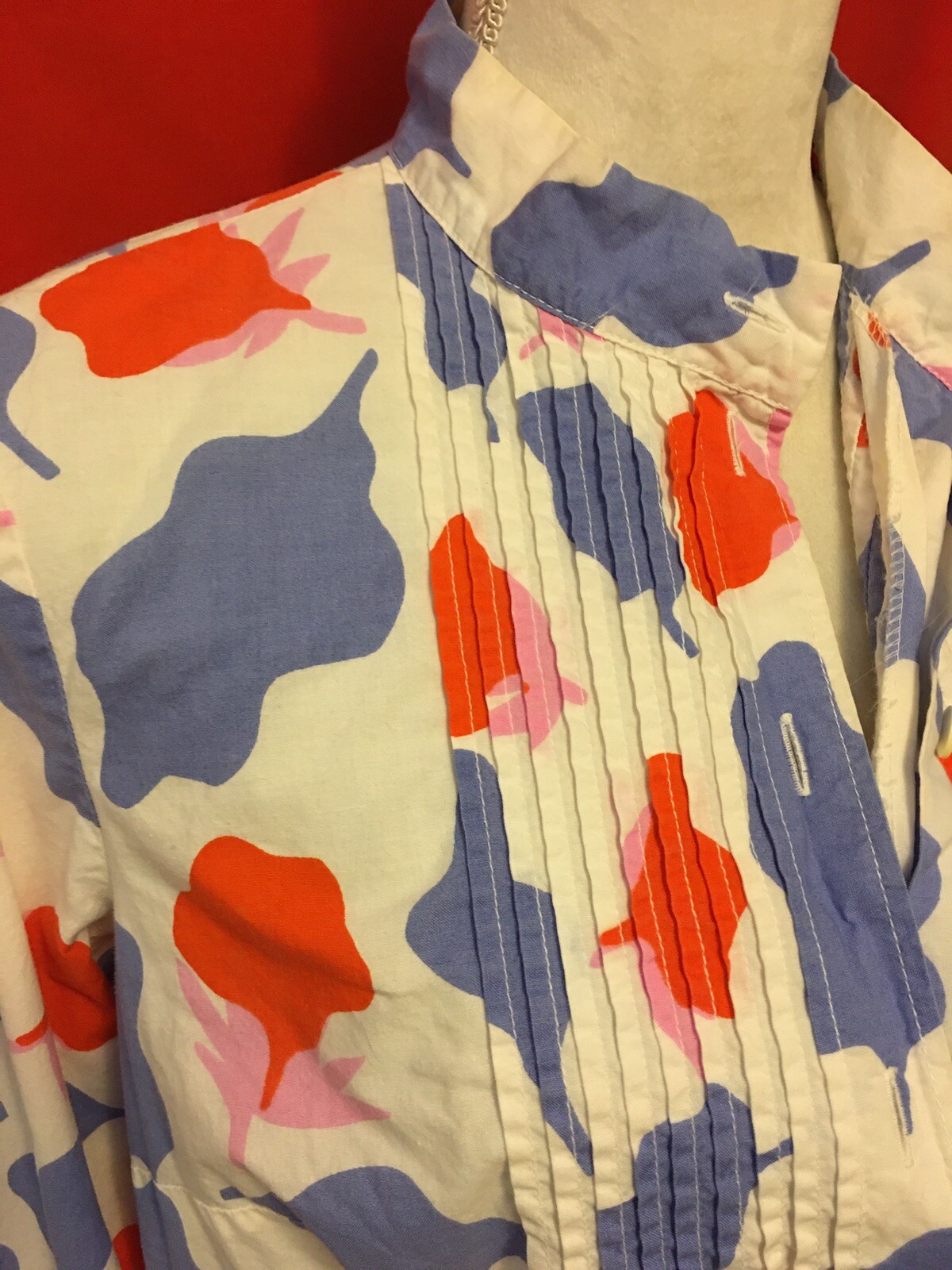 Marimekko vintage 70s cotton pintuck mini dress or tunic 42