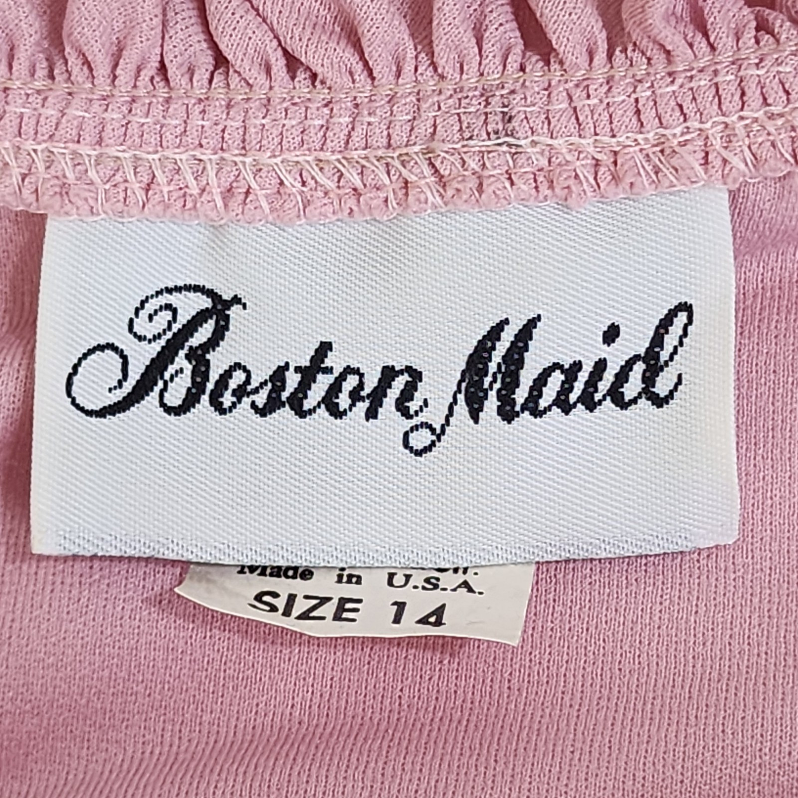 Ruffle Neck Blouse Vintage 70s Pink Sz 14 Boston Maid Pink Ruffled Top #1355