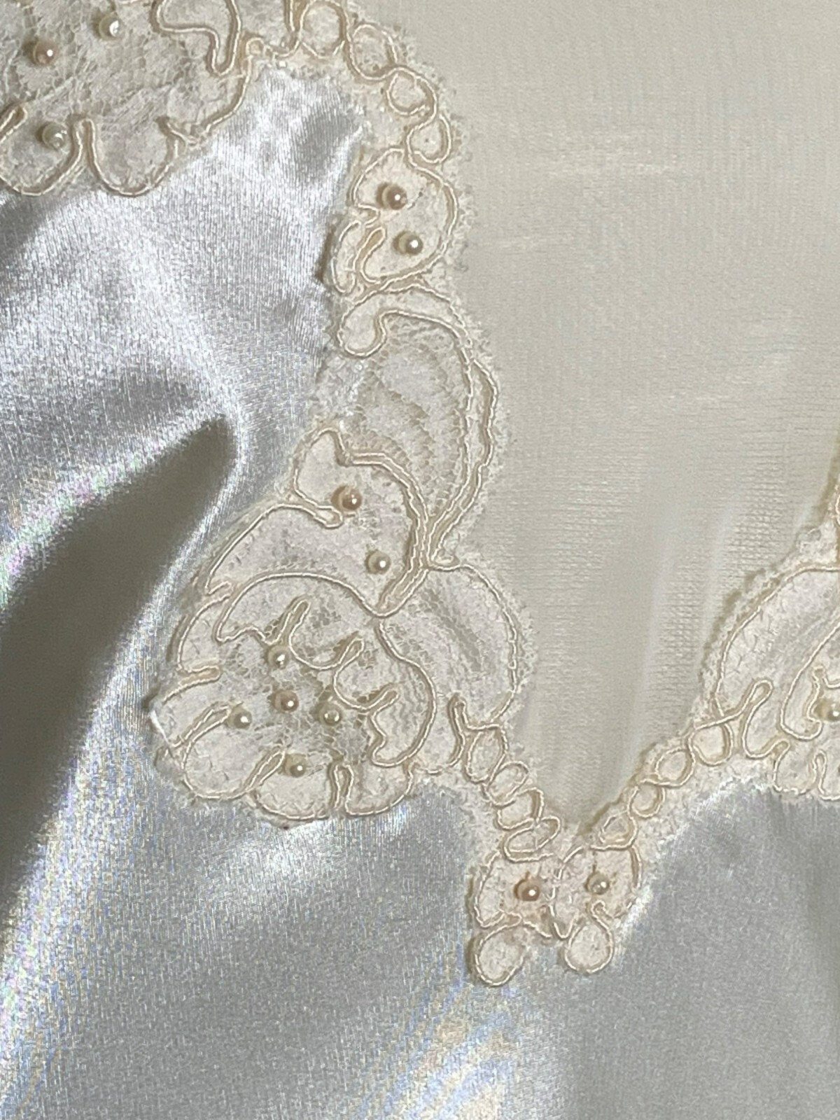 VTG Victoria’s Secret Gold Label Satin Lace Slip Dress S Ivory Chiffon Nightgown