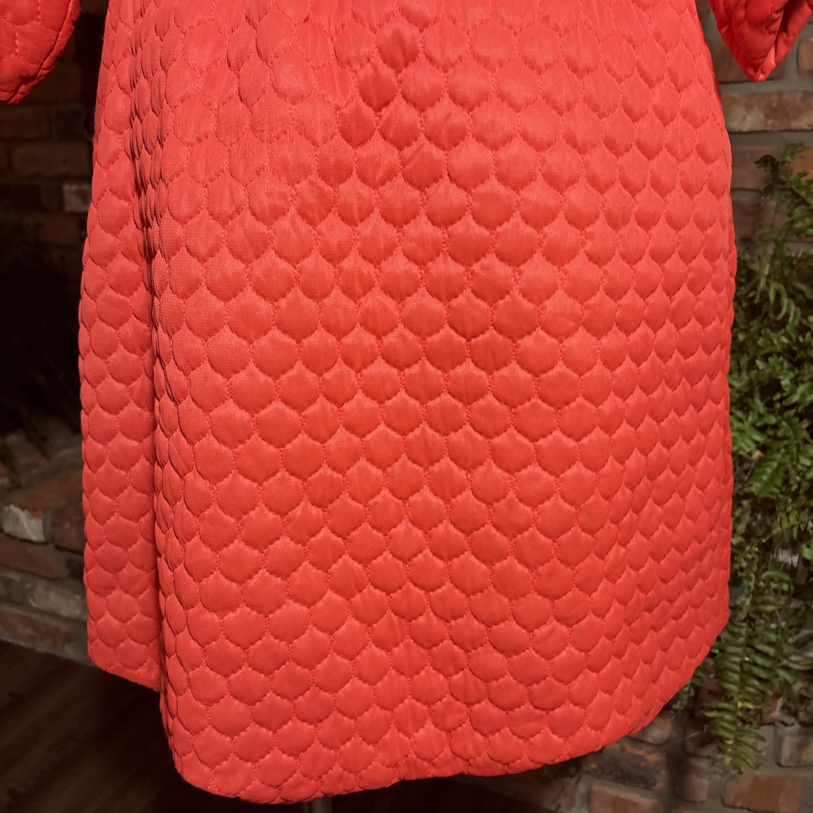 Vtg 70s Women’s Quilted Coral Orange Robe Penney’s Loungewear One Size