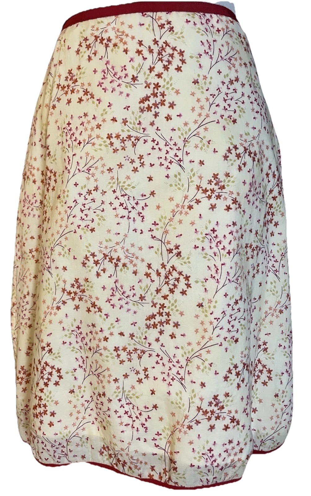 Vtg 80s Max Studio Floral Mini Skirt Sz S Off White Red 100% Cotton USA Made