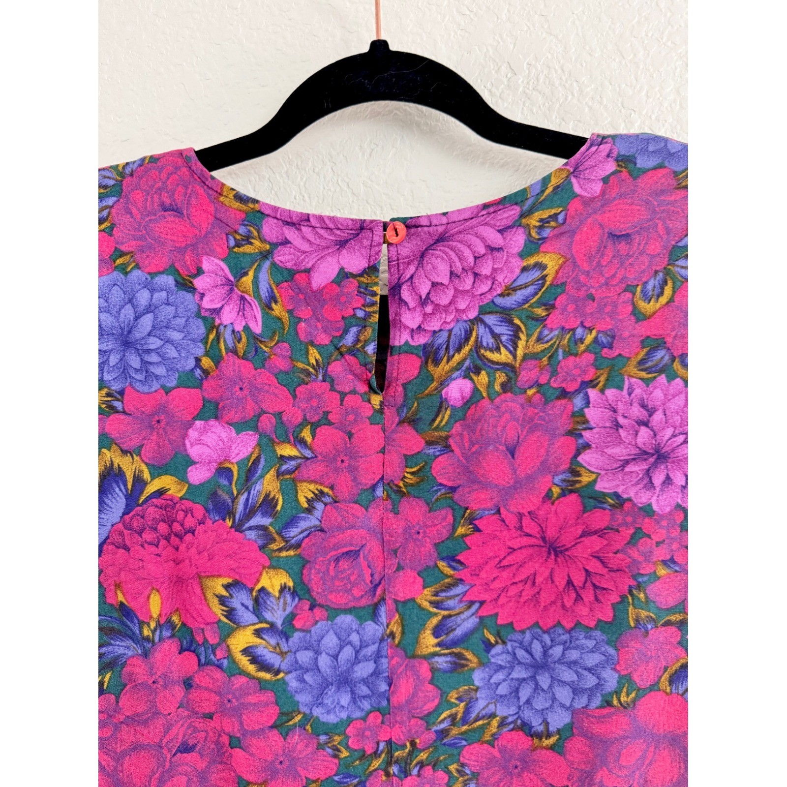 Ellen Ashley Floral Blouse Womens Medium Pink Purple Vintage 90s Top