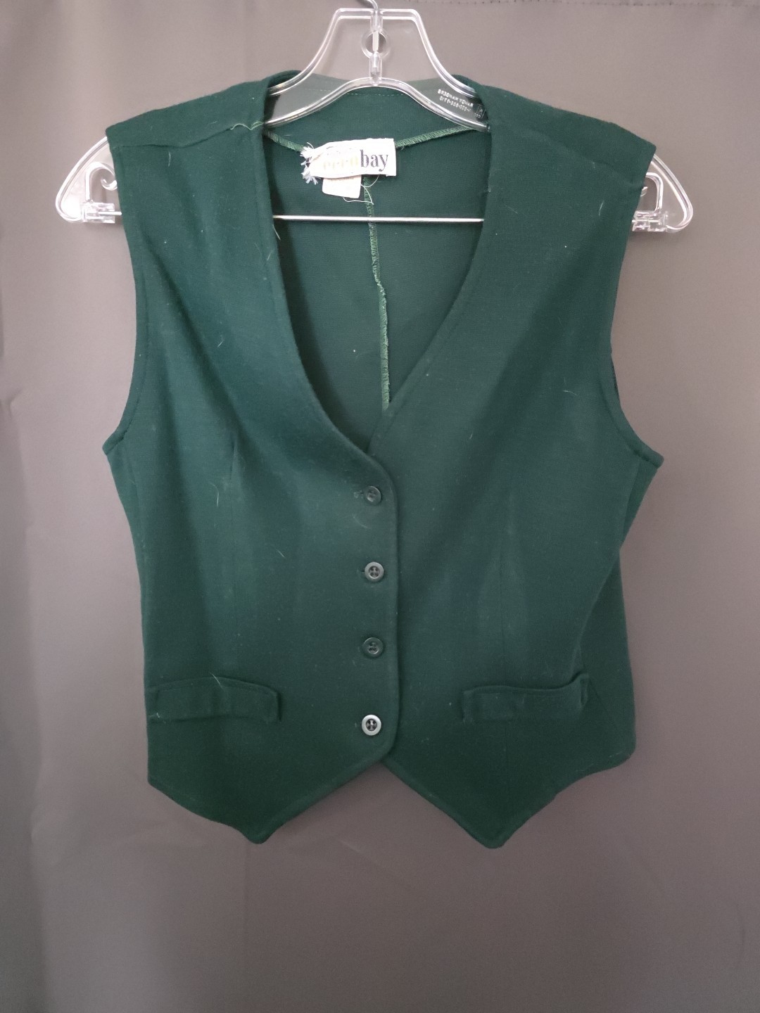 Vintage 1970s ECCOBAY womens open vest size 9-10 Made In USA Green