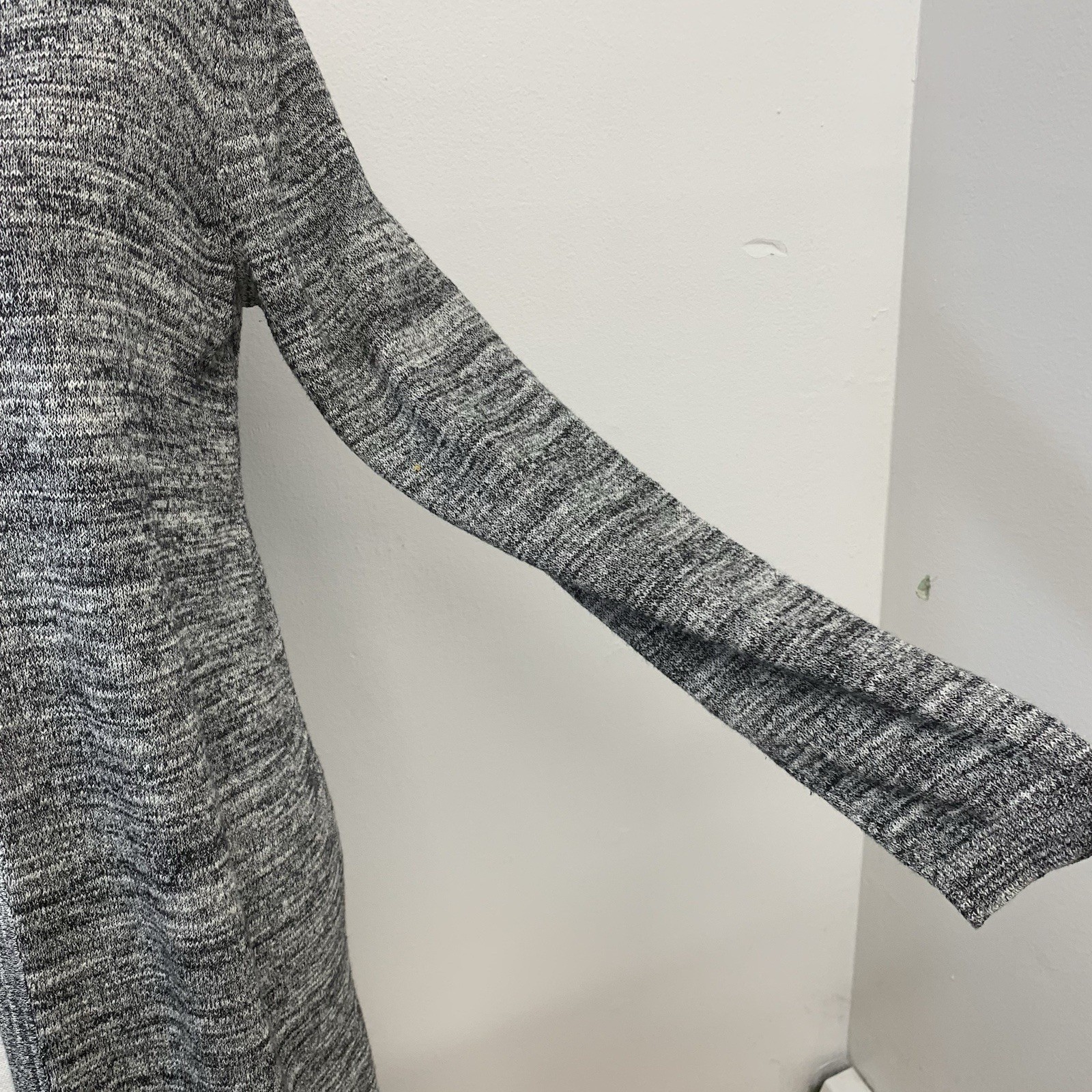 Talbots Long Line Cardigan Sweater Small Petite Heather Gray Stretch Cotton Blnd