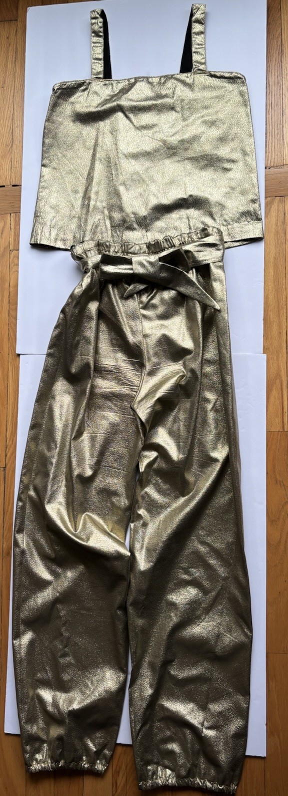 Vintage Malbe Original 2Pc Belted Pant Suit Gold Tank Top & Pants See Note