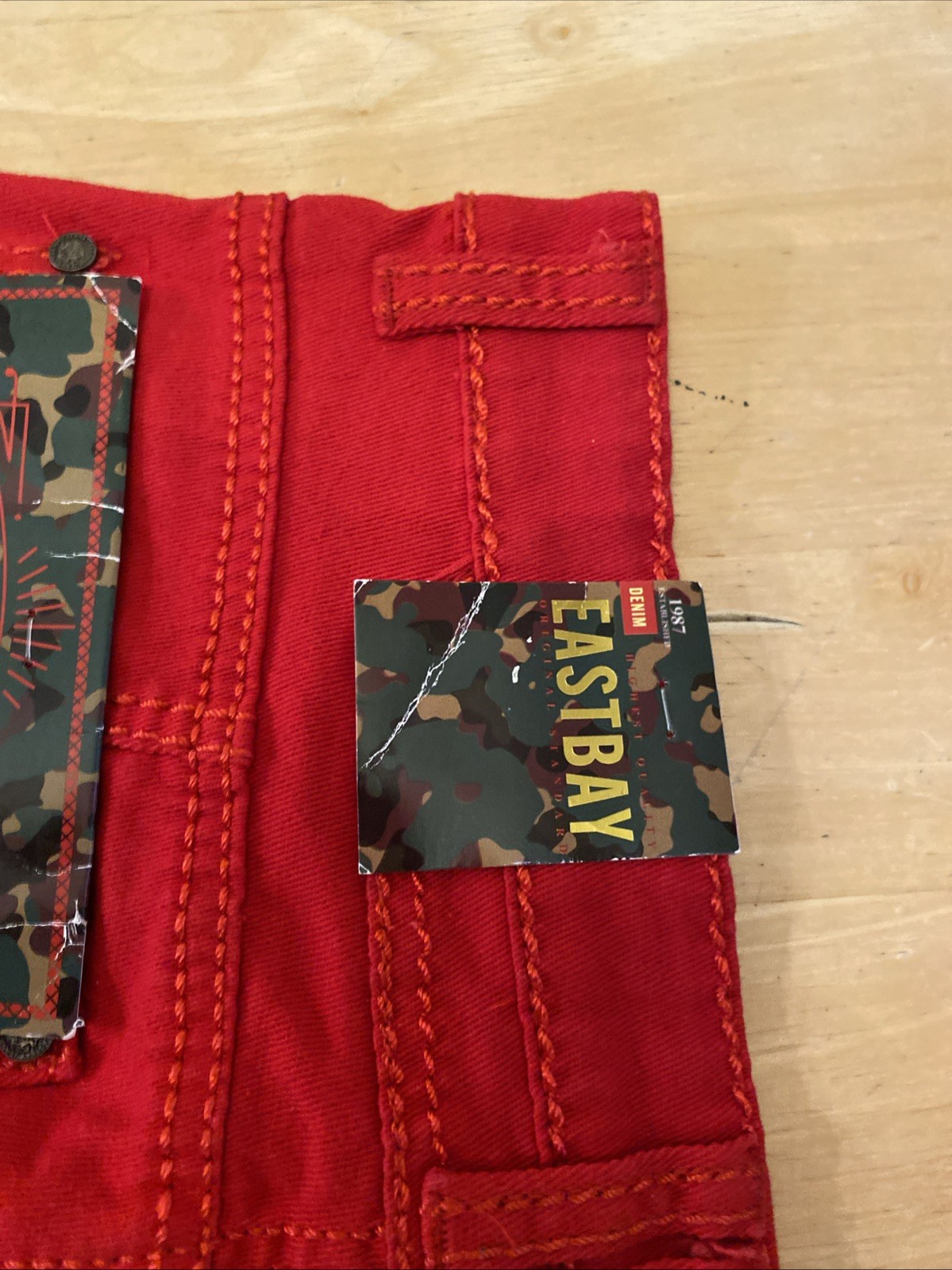 Vintage Eastbay Denim Jeans Pants NOS NWT Red Size 30
