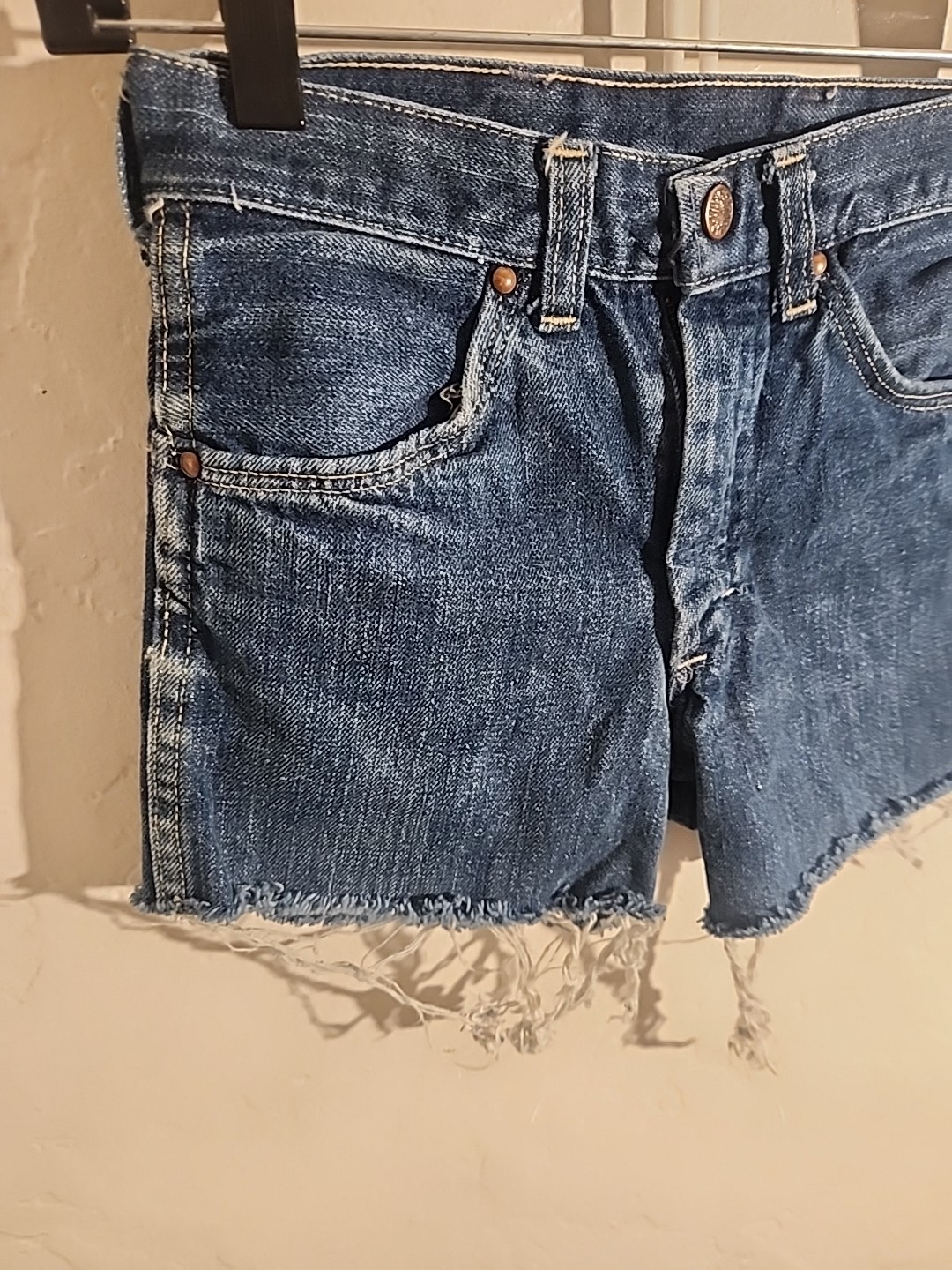 vintage denim cutoffs shorts 50’s 60’s indigo jean 23 3/4″ w cut-off