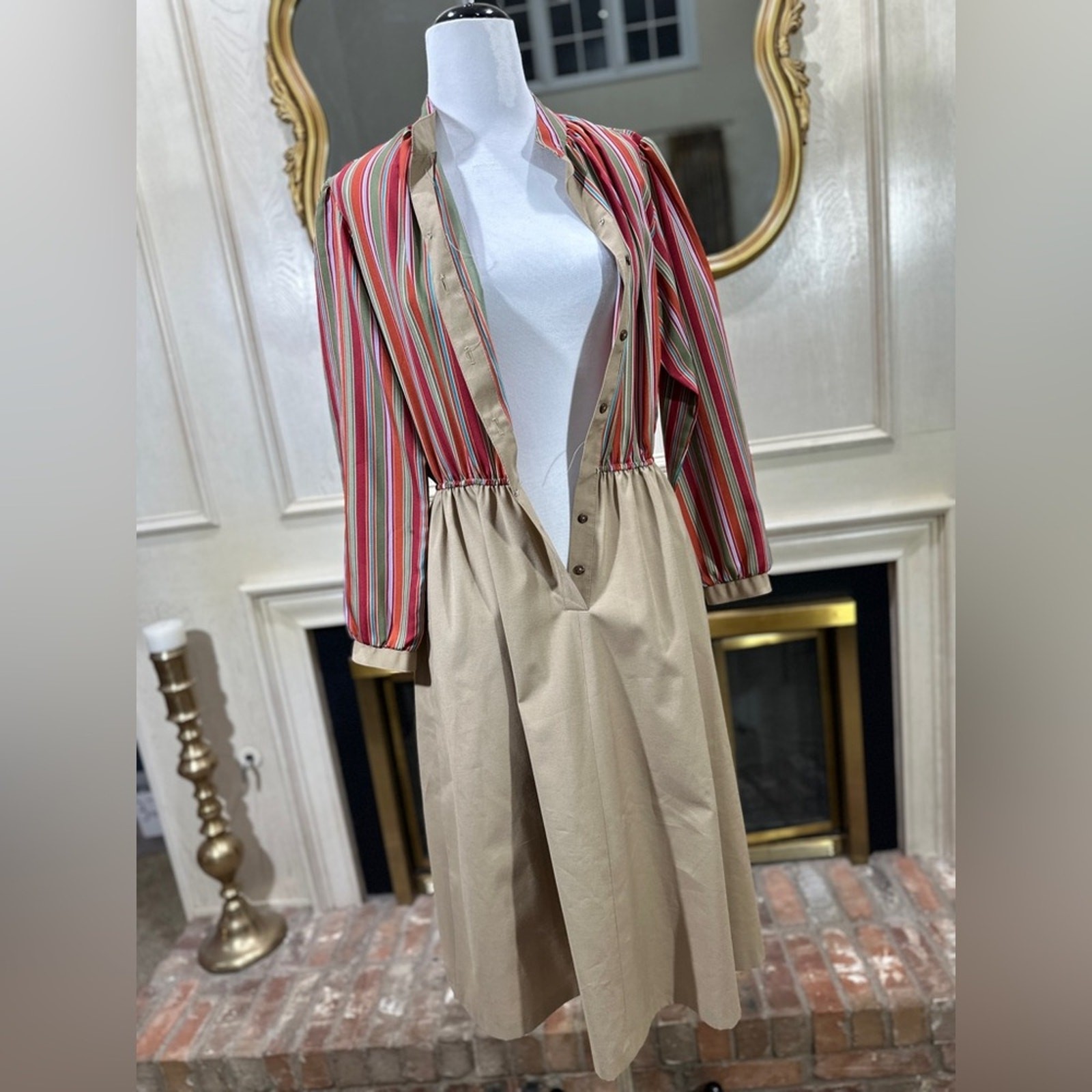 Vintage Anjac by Jack Needleman Striped Button-Front Dress (See Measurements)