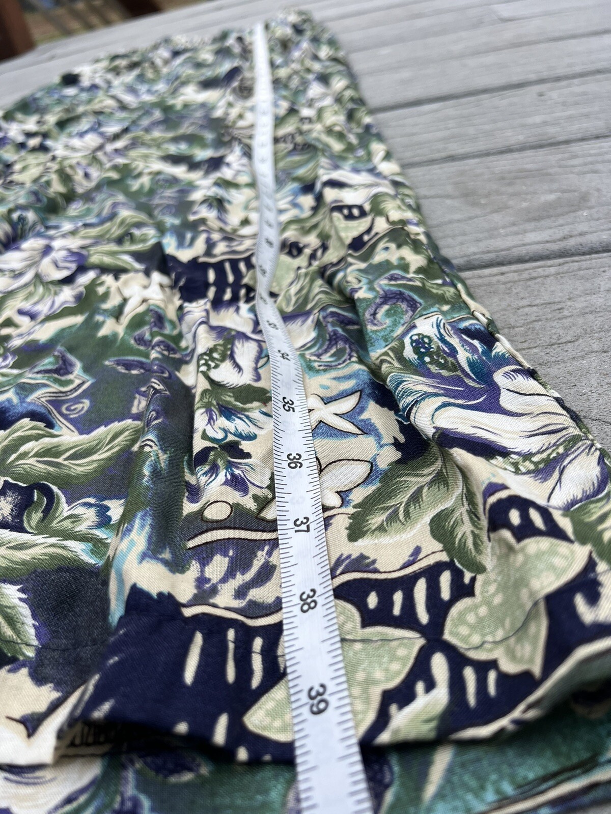 Vintage Hawaiian Tropical Print Wide Leg Flowy Pants Elastic Waist XS/S/M