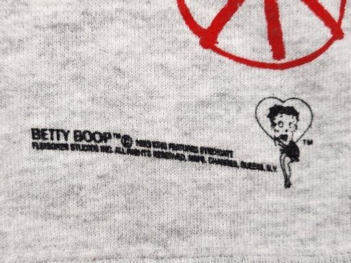Vintage 1993 Betty Boop Hip Hop Peace Out Gray Sweatshirt 2 Sided Size XL-Tultex