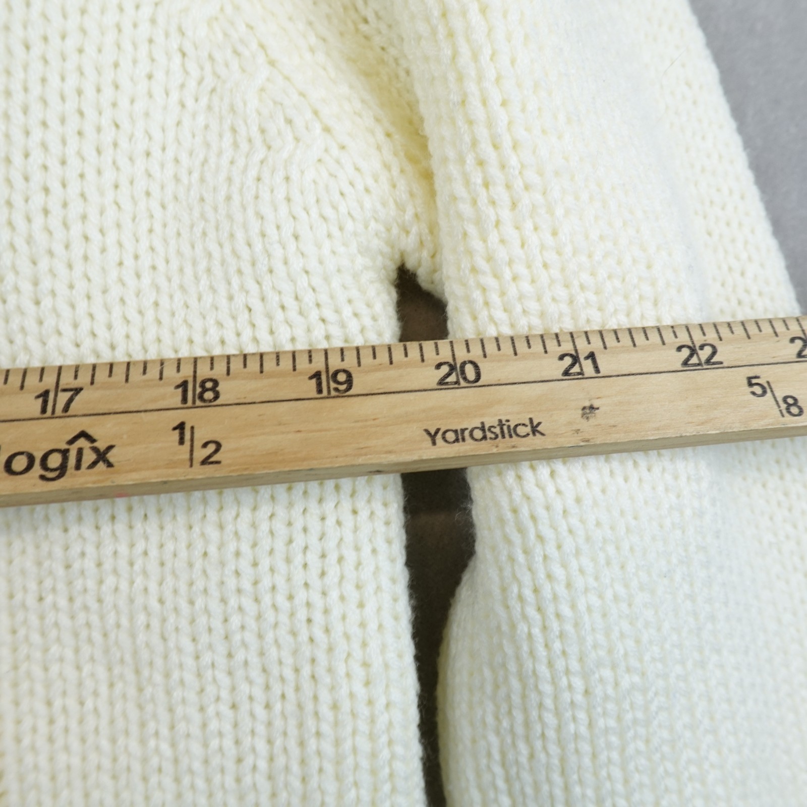 VTG Sears Sweater Cream Ivory Cable Knit Shawl Fisherman Cardigan Women Large 80