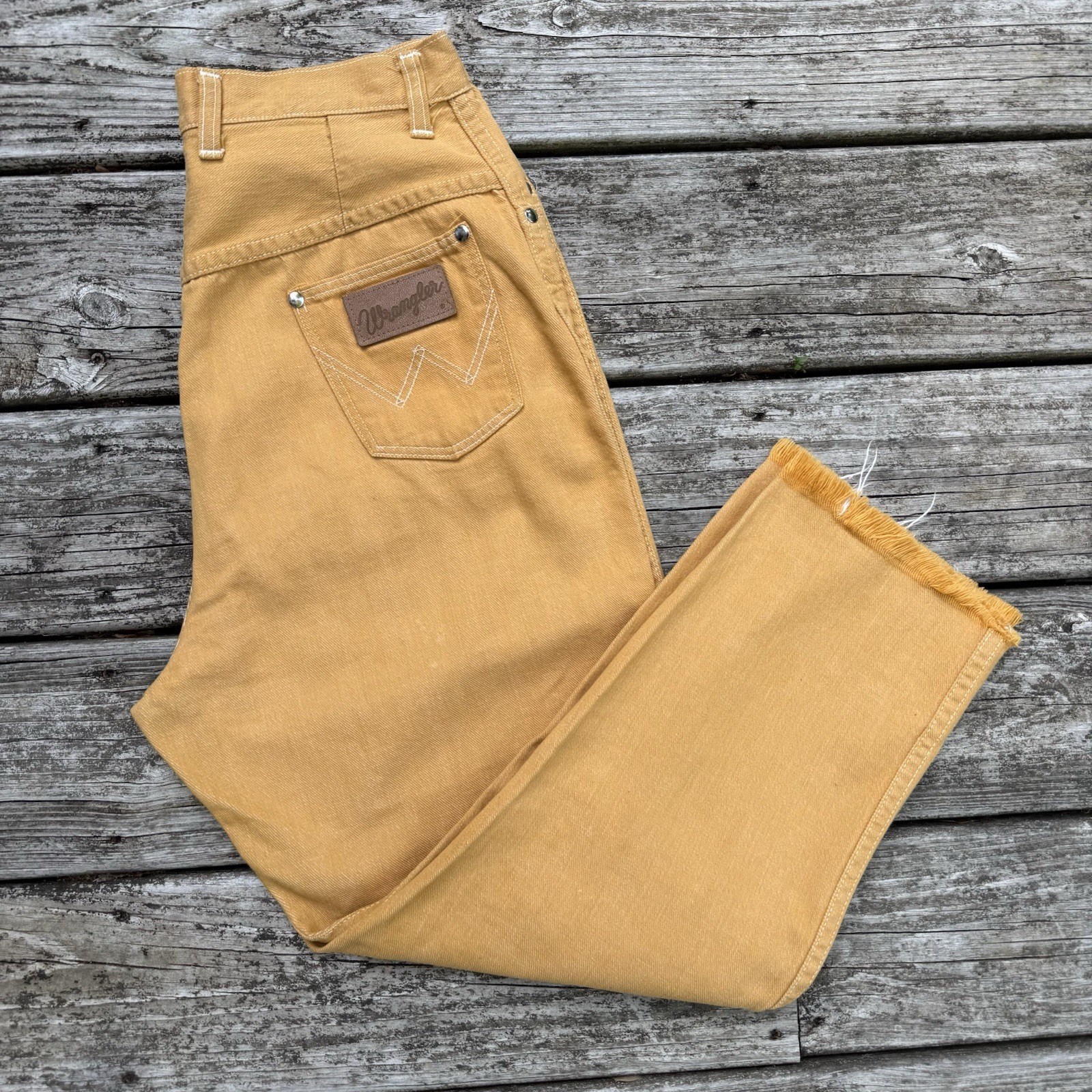 Vintage Misses Wrangler Sanforized Denim Jeans 60s 70s Mustard Yellow Workwear