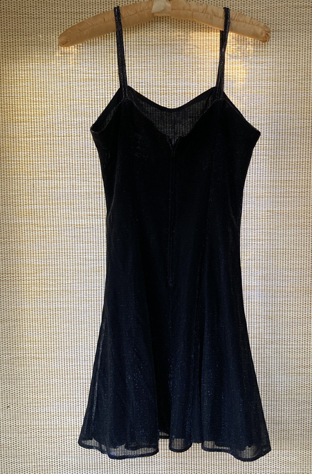 Vtg Jay Jacobs Mini Formal Dress XS-S Black Spaghetti Strap Stretch V-Neck Read!