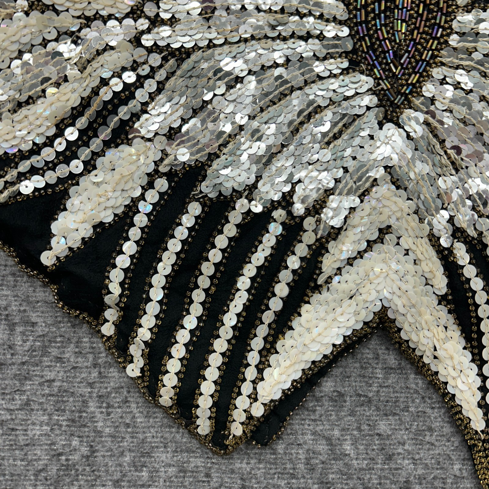 Vintage Sho Max 100% Silk Sequin Butterfly Top One Size Whimsigoth Glam Rock