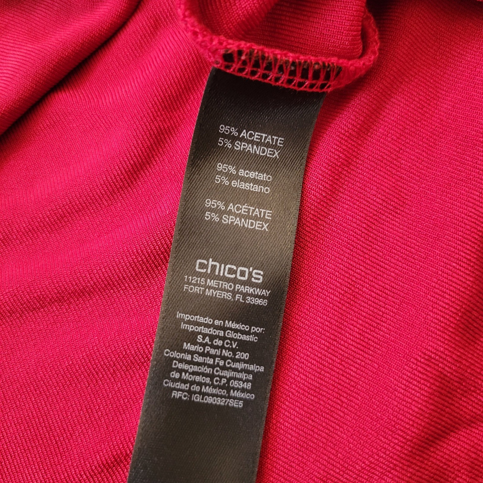 Chicos 2 Liquid Knit Slinky Midi Classic L 12 Red Dress Sheath Keyhole neckline