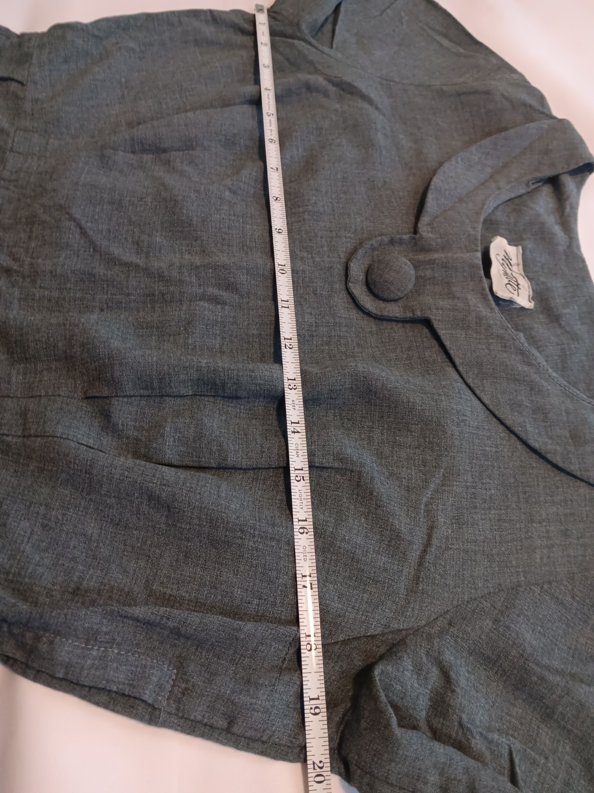 Vtg 1950s Mynette Shift Dress L Gray Secretary Pin-Up