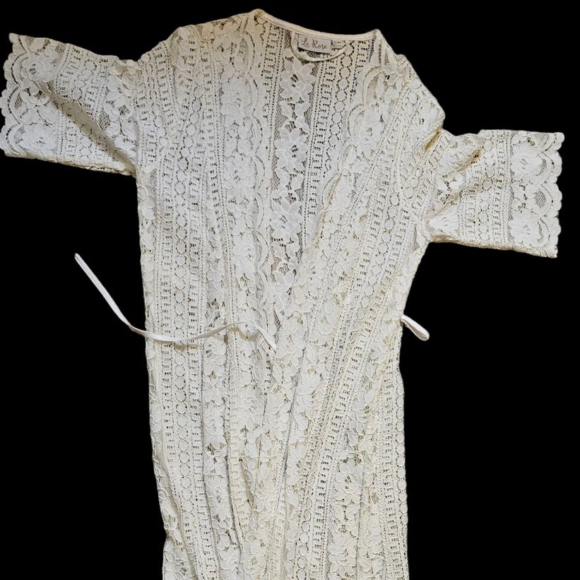 Le Rose Creme Women Vintage Lace Robe Size Small Medium