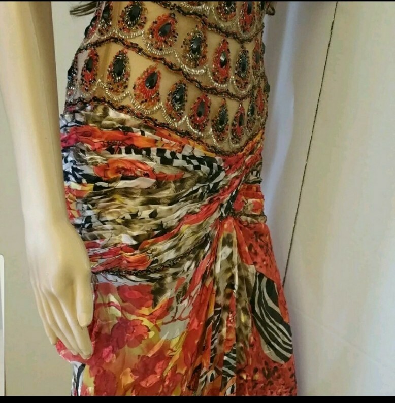 Sherry Haute couture SIZE 4 Colorful Embellished Womens Beautiful Gown dress B10