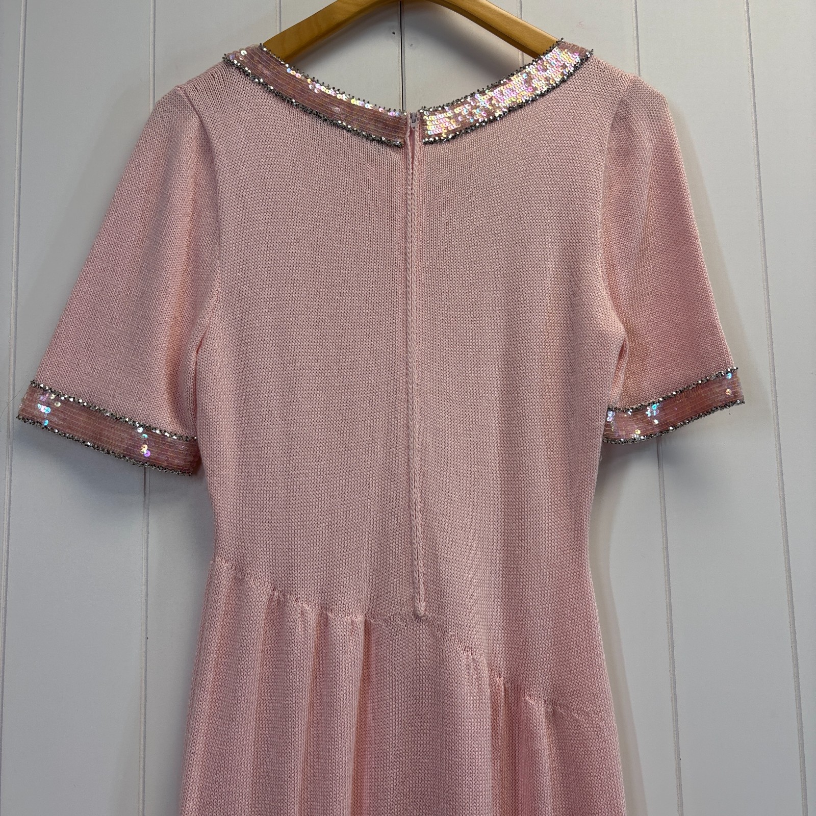 Vintage Don Sayres for Wellmore 80s Cocktail Knit Sequins Dress Size 10 Floral