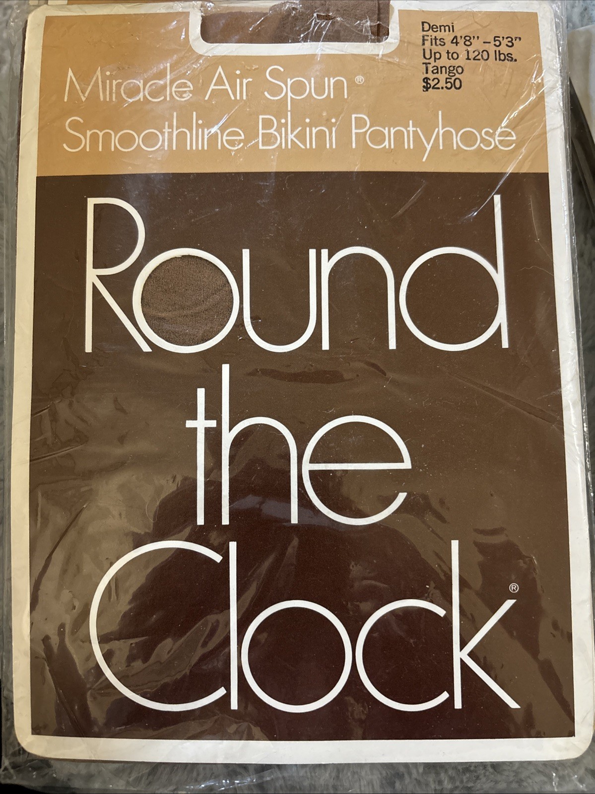 Vintage Round the Clock Miracle Air Spun Pantyhose Tango Stately Size D New