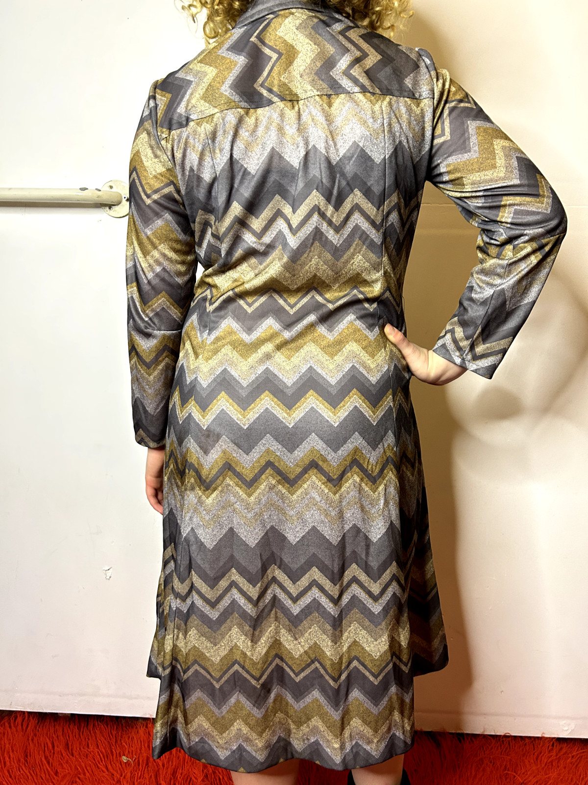 Vintage Australian ANTOINETTE 1960s Terylene Dress Mod Geometric Abstract AU 14
