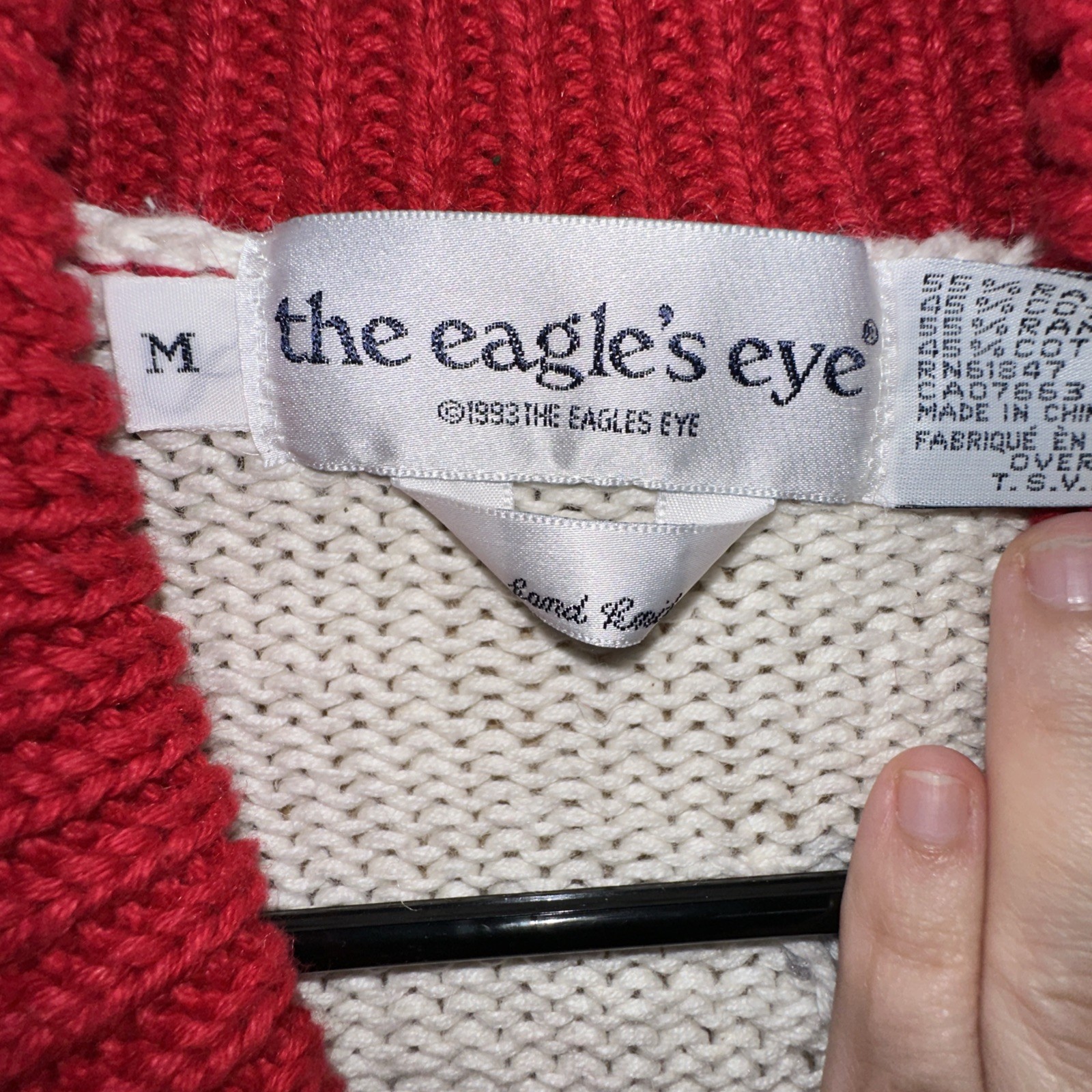 Vtg 1993 Sz M The Eagle’s Eye Birchs Country Store Hand Knit Cardigan *See Pics