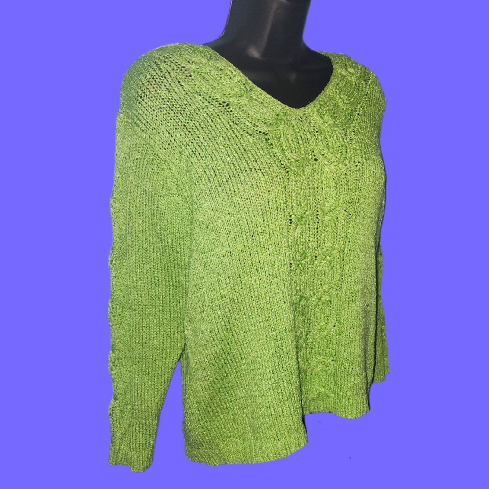 VINTAGE 80’s FIA ITALIA Women’s Lime Green Pullover Sweater Small