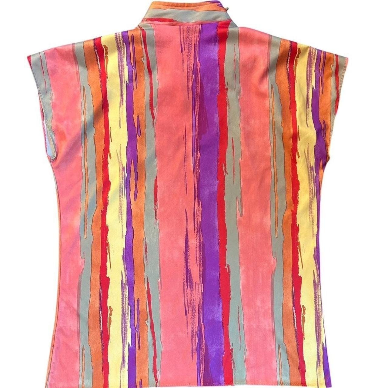 Vintage Copy Cats Statement Abstract Tie Keyhole Neck Top L Artsy Dolman Sleeve