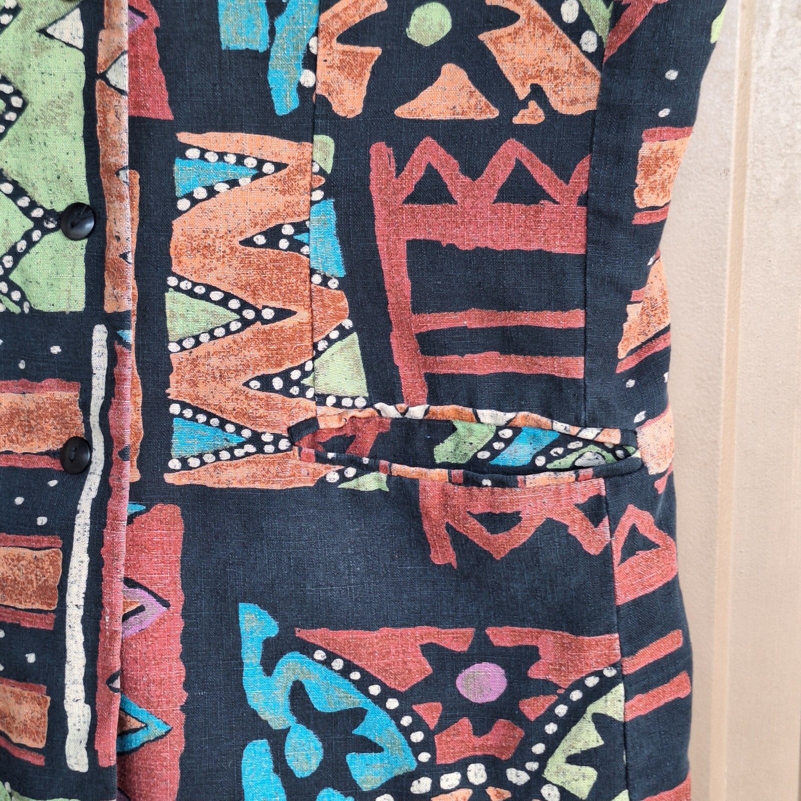 Vtg 70s Womens L Art To Wear Artsy Button Up Vest Hippie Boho Festival Maximal