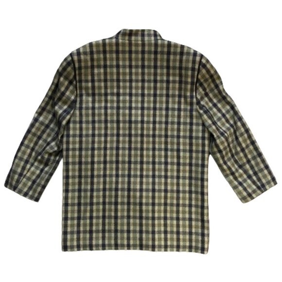 Vintage 90s wool checkered olive green and black blazer jacket, Plus size XL