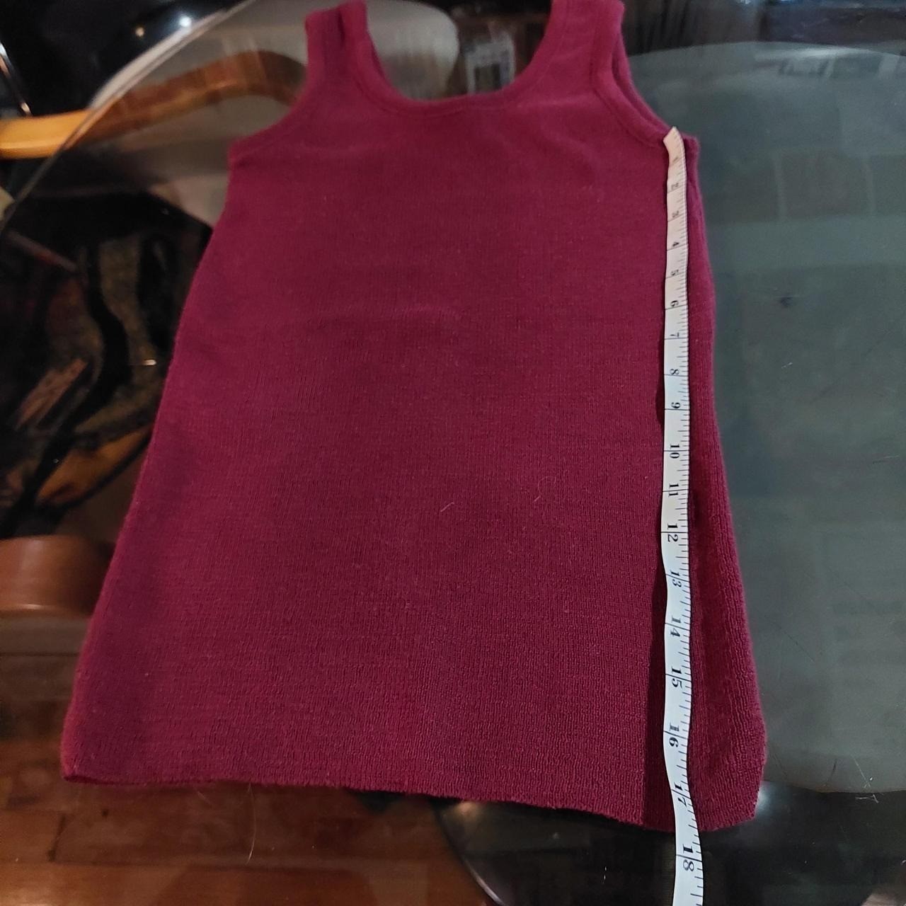 Vintage deep red sweater tank, has some stretch becomes sheer when stretched out